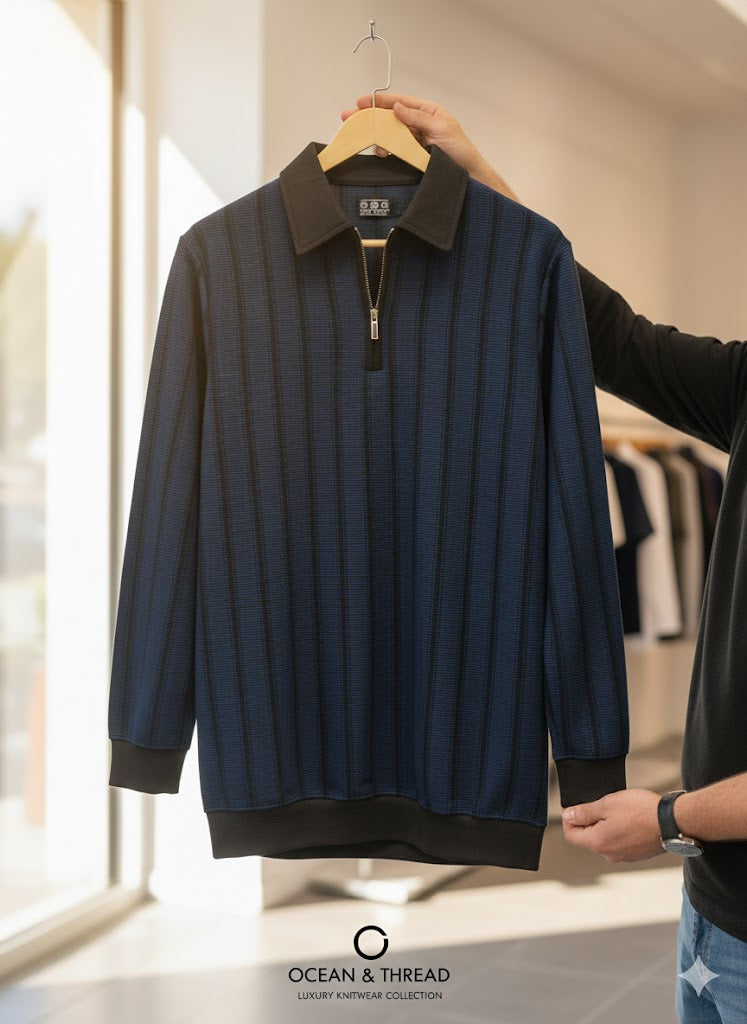 Men's Long-Sleeve Quarter-Zip Polo Shirt