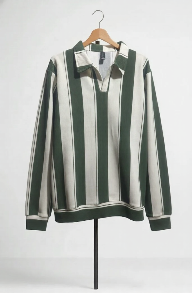 Green Polo 2 tone Long Sleeves Shirt