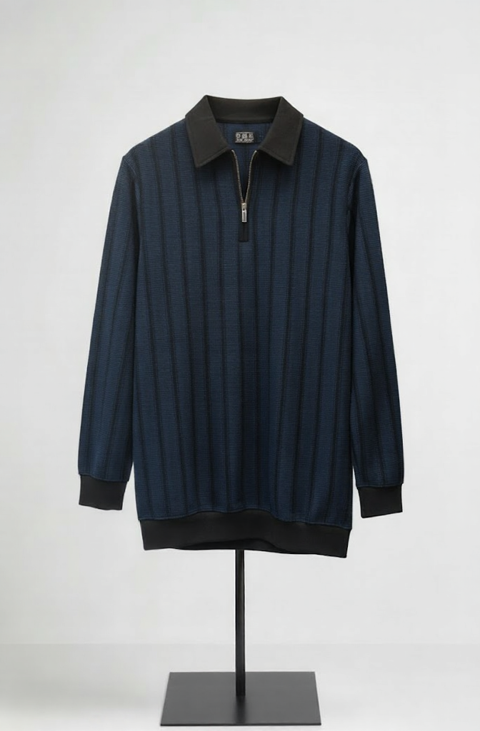 Men's Long-Sleeve Quarter-Zip Polo Shirt