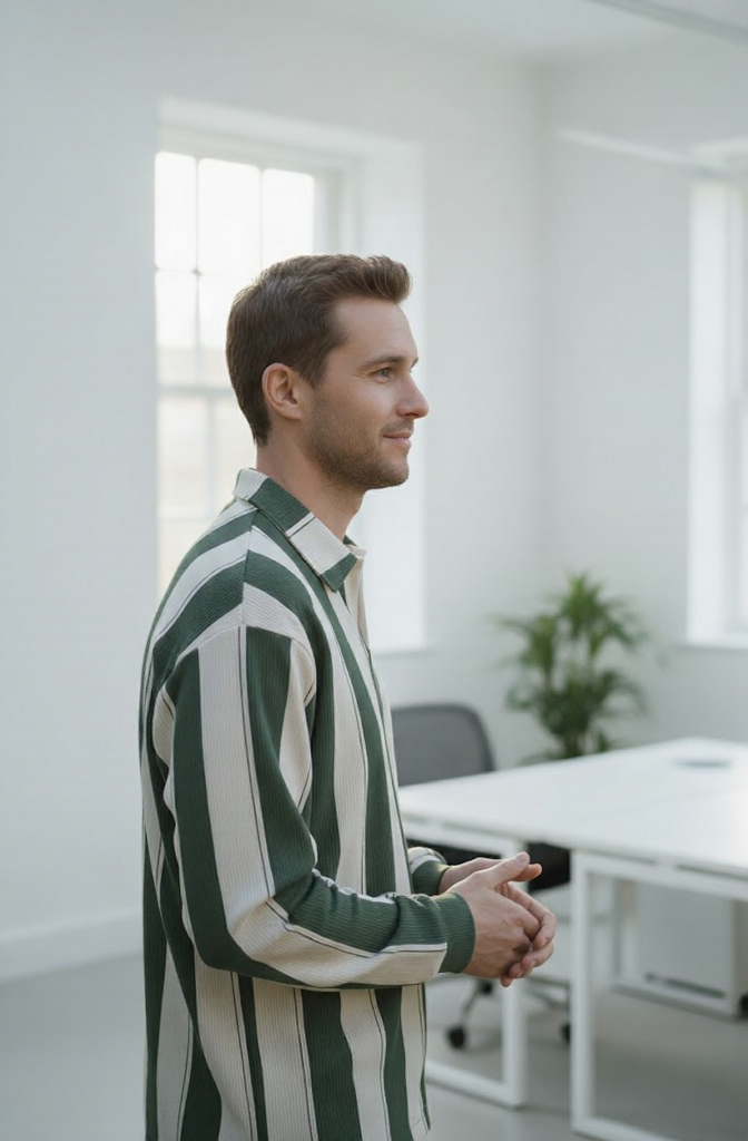 Green Polo 2 tone Long Sleeves Shirt
