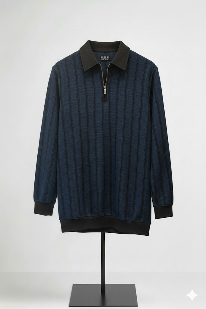 Men's Long-Sleeve Quarter-Zip Polo Shirt