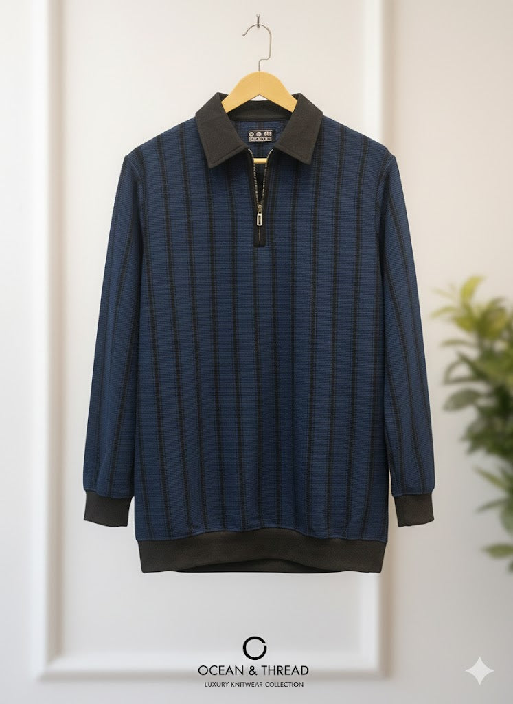 Men's Long-Sleeve Quarter-Zip Polo Shirt