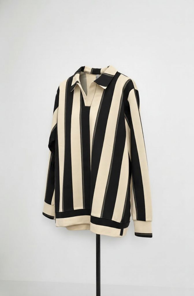 Black Polo 2 tone Long Sleeve Shirt