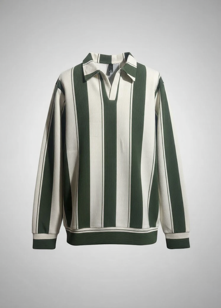 Green Polo 2 tone Long Sleeves Shirt