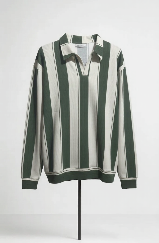 Green Polo 2 tone Long Sleeves Shirt