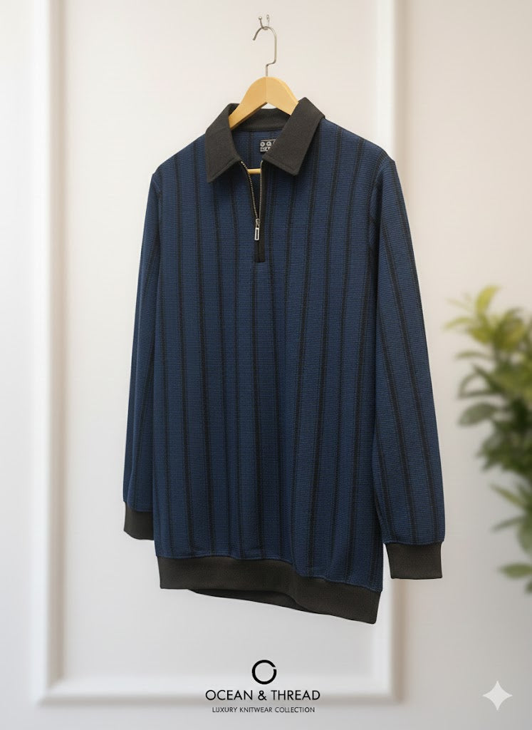 Men's Long-Sleeve Quarter-Zip Polo Shirt